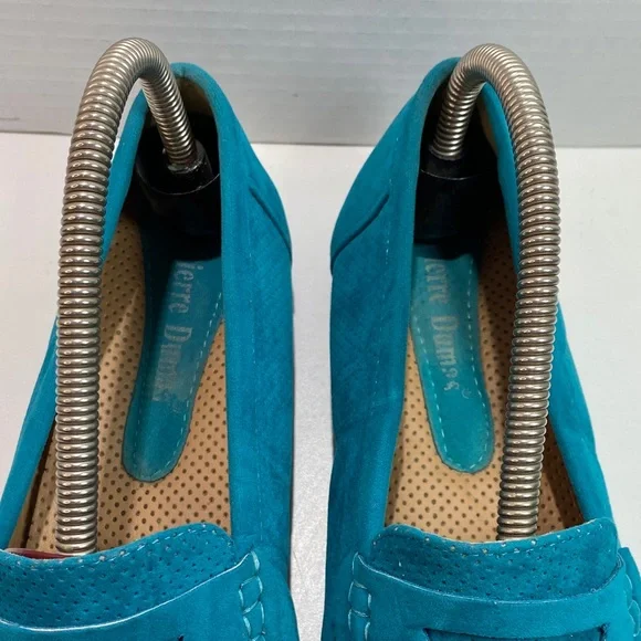 Pierre Dumas Turquoise Blue Suede Penny Loafers Women’s 8 - Picture 10 of 14